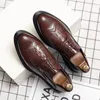 Casual Shoes Embossed Crocodile Pattern Genuine Leather Mens Fashion Business Office Dress Italian Black Lace Up Formal Oxfords