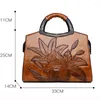 Bag Designer Vintage Leather Crossbody Bags for Women Chinese Style Embossing Shoulder Messenger Floral Handbags High Quality