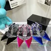 Women Spring Summer Crystal Slingback Buty sandałowe Modna szpilka pięta Pasek kostki seksowne zamknięte palce czarne buty