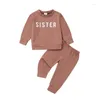 Kläder sätter Big Sister Little Matching Outfits Sweet Fall Winter Toddler Baby Girl Clothes Sweatshirt Pants Set