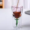 Wine Glasses Dual Use Flower Shaped Candle Holder Glass Cups Cocktail Water Bar Juice Iced Tea