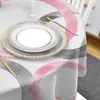 Table Cloth Geometric Paint Brush Circle Pink Gray Waterproof Tablecloth Decoration Wedding Home Kitchen Dining Room Round
