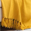 Blankets Nordic Solid Color Wool Blanket Woven Pattern El Bed Tail Towel Sofa Knitted Nap Cover Travel Shawl