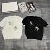 女性用TシャツデザイナーMファミリー24春/夏新しい重工業ネイルビーズフラワーパターンファッション年齢を減らすニット半袖女性rd9k