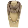 Foulards Femmes Mode Foulard Pour Infinity Bague Écharpe Colliers Ethnique Solide Couleur Perles Bijoux Châle Vêtements Accessoires