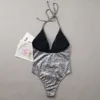 Nuovi donne da bagno integrate in tessuto Silver Flash di alta qualità 2024 donne bikini sexy