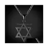 Pendentif Colliers Collare Magen Étoile de David Israël Chaîne Collier Femmes En Acier Inoxydable Judaica Or Noir Couleur Juifs Hommes Jewelr Dhge5