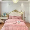 Bedding Sets Angora Velvet Carved With Flower Milk Beddingset DuvetCover Bedsheet Set Pillowcase Bed Linen For Adult