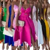 カジュアルドレスlkf 23夏のファッションディープvくすぐった大きなスカートスプリットスプリットサスペンダードレスの女性
