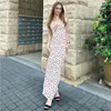 Party Dresses Spring Summer Sweet Small Fragmented Flower Hanging Strap Long Dress Lace Spliced Ribbon Bow Gown Retro Printed Prom Robes