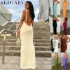 Sukienki swobodne 2024 Summer Seksowna sukienka bez pleców elegancka bez rękawów See Through Long Maxi Evening Party Slip Streetwear