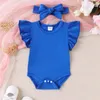 Set di abbigliamento Vestiti per bambine per bambini Gonna con bretelle estive Set da 3 pezzi Pagliaccetto con maniche volanti Fascia per capelli con stampa a pois