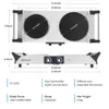 Fogão elétrico Techwood, placa quente de cerâmica infravermelha dupla, dois queimadores de fogão controlados, alça anti-escaldadura portátil adequada para uso em escritório/casa/acampamento,