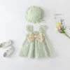 Girls Dresses Girl Sweet Baby Summer Princess Dress Square Neck Flying Sleeve Big Bow Butterfly Applique Tle Vestidos Kid Childrens Dr Dhmxd