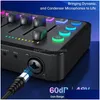 Microfones 48V Placa de Som O Mixer Recarregável Interface RGB com Microfone XLR para Podcasting / Gravação Drop Delivery Electronics Dhnto