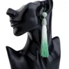 Dangle Earrings Bulk Price 2 Color Pink&Green Cotton Tassel Fringe Twinkling Ethnic Fashion Long Acrylic Drop Jewelry