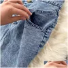 2 피스 드레스 Amolapha Women Jeans Vestskirts 세트 스트랩 탑 버튼 여성을위한 데님 스커트 정장 230428 드롭 배달 의류 wome dhwqy