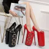 Pumps Metal red tarp highheeled shoes pole dancing nightclub lady's shoes party large women's fashion single shoes