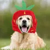 Costume da petatore per copie dell'abbigliamento per cani divertenti peluche corto inspellico cappello da fragole gatto morbido