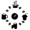 壁の時計diyモダンホームデコレーション大きなコーヒーカップデカールキッチンサイレントウォッチデカール（黒）