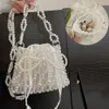 Hollow Bow Ladies torebki ręcznie robione tkane z koraliki Perła Znakomita elegancka błyszcząca kobieca torebka monety dla kobiet torba na telefon komórkowy 240328