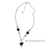 Pendentif Colliers Vintage Coeur Rouge Collier Longues Chaînes Collier Ras Du Cou Amour Inspiré Chaîne De Clavicule Pour Les Femmes Bijoux De Fête