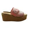 Luxe sandalen Designer damesslippers Zachte schoenen Geborduurd linnen Hoge hak Sandale Sliders hoge kwaliteit casual