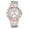 Missfox High-end Diamond Inkrustowany Hip-Hop Full Sky Star wielofunkcyjny światło wodoodporne Waterproof Watch