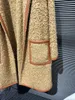 Jaquetas femininas jaqueta de lã rocker no longo pescoço redondo forma solta design de bolso duplo quente e aconchegante 2024 inverno 1103