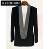 Kvinnorjackor Ilyboojun Runway Winter Sexig långärmad kristalldiamanter Backless Blazer High Street Celebrity Designer Office Lady Jacket