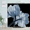 Rideaux de douche Rideau de fleurs naturelles X-Ray Floral Noir Bain Moderne Nordique Tissu minimaliste imprimé Ensembles de décoration de salle de bain à la maison