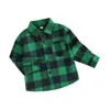 Pudcoco Bambino Button Down Top Manica lunga Plaid Tasca Camicetta di flanella Camicia per neonati Primavera Autunno 1-5T 240314