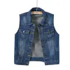 Damenwesten Herbst Frauen plus Größe Denim Weste ärmellose Jacke Coat College Studenten Weste Casual Jeans Jacken übergroß für dro dhqf9