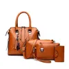 Сумка из 4 предметов, женский комплект, модный женский кошелек и сумка, 5 цветов, кожаные сумки на плечо из четырех предметов, сумка-мессенджер с клапаном для монет