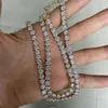 Hq Gems Hip Hop Jewelry 24 Inch 9k Real Yellow Gold Vvs Moissanite Diamond 5mm Tennis Chain Men Necklace