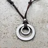 Pendentif Colliers Collier de corde en cuir réglable pour femmes Vintage Style ethnique Boho Cercle Bijoux Accessoires