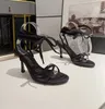 High -Version Seiden Frauen High Heeled Sandalen modische eine Zeile mit nackten Füßen gekreuzten Strasssteinschuhen Landebahn Show Party Sexy Kleidungsschuhe breite Füße 42, 43