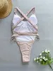 Traje de baño para mujer Sexy empalme con cuello en V espalda cruzada Mujeres Traje de baño de una pieza Mujer Corte de pierna alta Monokini Bañista Traje de baño Traje de baño