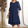 Casual klänningar plus storlek 4xl sommar för kvinnor 2024 broderi blommig chiffong formell klänning elegant lös fest prom bröllop midi