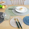 Table Mats 4pcs/set Household Placemat Imitation Cotton Yarn Dining Mat Round Heat Resistant Pad 36CM Decoration For Home Party