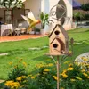 Garden Decorations Birdhouse Stakes Metal Bird House With Pole Houses For Outside Outdoor Yard Decoration
