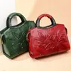 Bag Designer Vintage Leather Crossbody Bags for Women Chinese Style Embossing Shoulder Messenger Floral Handbags High Quality