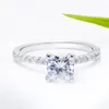 Cluster Rings Maudie All Real Moissanite Diamond Ring 1.18ct Super Luxury S925 Толстая стерлинговая элегантная подушка