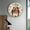 Wall Clocks Farm Pig Chicken And Cow Vintage Truck Sunflower Clock Fashion Living Room Watch Modern Home Decoration Round