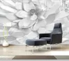 Обои Papel De Parede, белые тисненые цветы, современные 3d стерео обои, фреска для гостиной, ТВ, стены, спальни, бумага, домашний декор