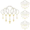 Décoration de fête 20pcs faveurs de baptême avec croix mini chapelets perles acryliques bracelet baptême communion doigt rosaire