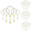 Party Decoration 20Pcs Baptism Favors With Cross Mini Rosaries Acrylic Beads Bracelet Christening Communion Finger Rosarie