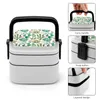 Dinnerware Watercolor Cactus Pattern Double Layer Bento Box Salad Portable Picnic Cacti Blossom