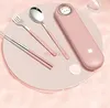 Spoons Children's Portable Tableware Fork Spoon Chopsticks Set Stainless Steel Storage Box