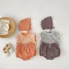 Clothing Sets Summer Born Baby Set 0-3Years Boy Girl Sleeveless Striped Vest Tops Bloomers Shorts Hat 3PCS Outfits INS Clothes